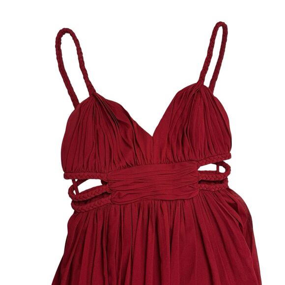 Free People Red Chiffon Greek Goddess Maxi Dress Gown Size 2 Whimsical RARE - Picture 3 of 15